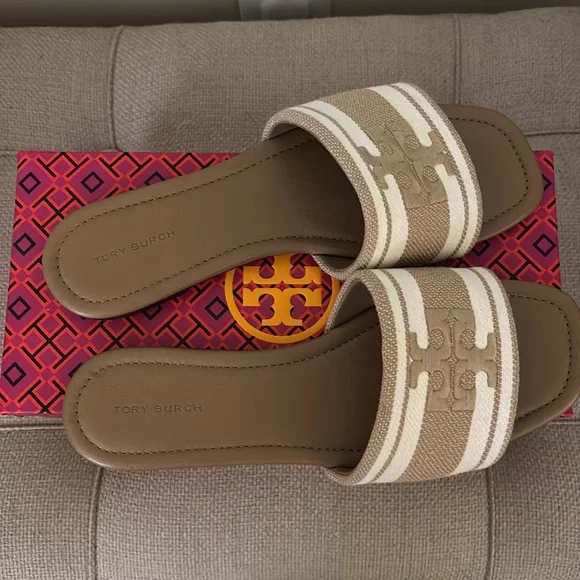 TORY BURCH Double T Jacquard Slide - Picture 6 of 7